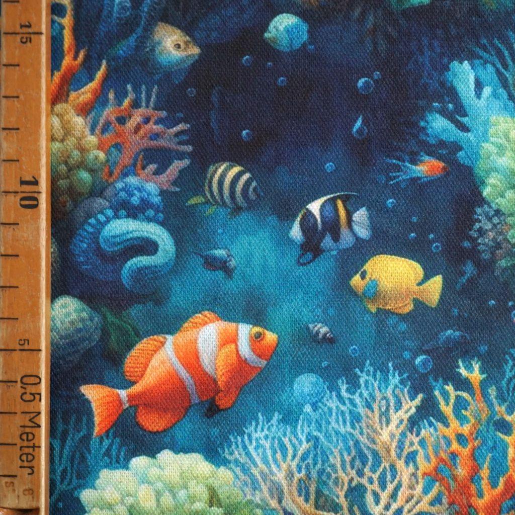 Dekostoff Halbpanama Unterwasserwelt Fische Korallen